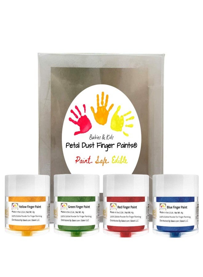 Bakell - Edible Finger Paint Petal Dust for Kids & Babies (4 Gram, 4x Jars) - Primary Color Combo Pack: Red, Blue, Green & Yellow - Image 1